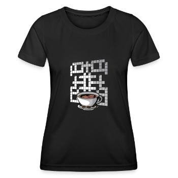 Résoudre des mots croisés - T-shirt sport Femme - noir - Devant - AI Model Female 172 light (172cm)