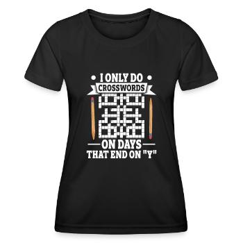 Résoudre des mots croisés - T-shirt sport Femme - noir - Devant - AI Model Female 172 light (172cm)