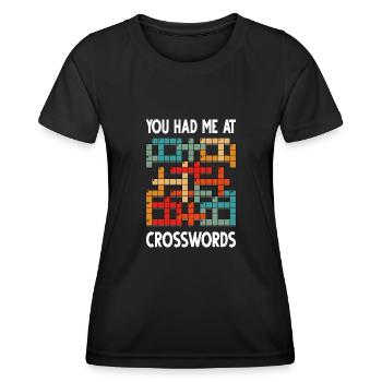 Résoudre des mots croisés - T-shirt sport Femme - noir - Devant - AI Model Female 172 light (172cm)