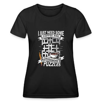 Résoudre des mots croisés - T-shirt sport Femme - noir - Devant - AI Model Female 172 light (172cm)