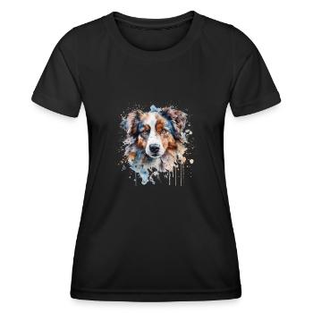 Berger australien - T-shirt sport Femme - noir - Devant - AI Model Female 172 light (172cm)