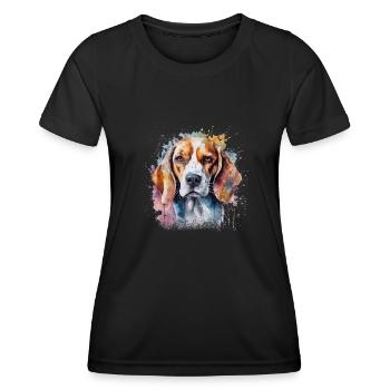 Beagle - Frauen Funktions-T-Shirt - Schwarz - Vorne - AI Model Female 172 light (172cm)