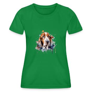 Basset Hound - Frauen Funktions-T-Shirt - Kelly Green - Vorne - AI Model Female 172 dark (172cm)