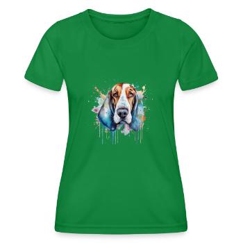Basset Hound - Frauen Funktions-T-Shirt - Kelly Green - Vorne - AI Model Female 172 dark (172cm)
