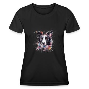 Border Collie - T-shirt sport Femme - noir - Devant - AI Model Female 172 light (172cm)