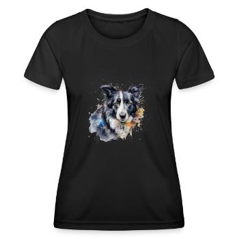 Border Collie - T-shirt sport Femme - noir - Devant - AI Model Female 172 light (172cm)