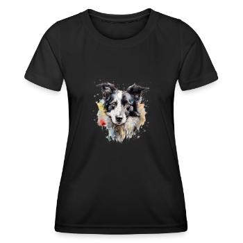 Border Collie - T-shirt sport Femme - noir - Devant - AI Model Female 172 light (172cm)