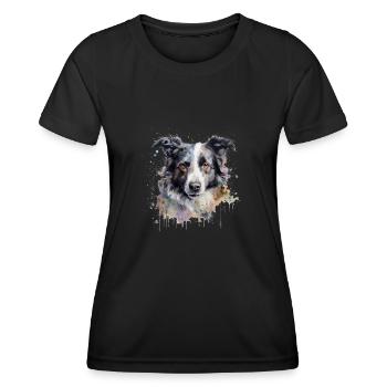 Border Collie - Women's Functional T-Shirt - black - Front - AI Model Female 172 light (172cm)