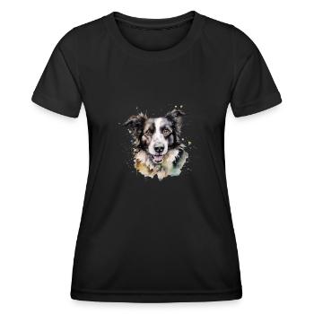 Border Collie - T-shirt sport Femme - noir - Devant - AI Model Female 172 light (172cm)