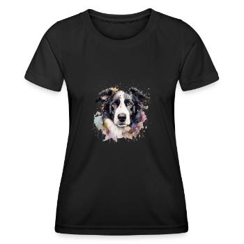 Border Collie - T-shirt sport Femme - noir - Devant - AI Model Female 172 light (172cm)