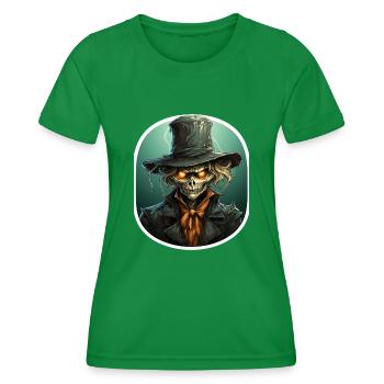 Scarecrow Halloween Cartoon Scary Scarecrow - Frauen Funktions-T-Shirt - Kelly Green - Vorne - AI Model Female 172 dark (172cm)