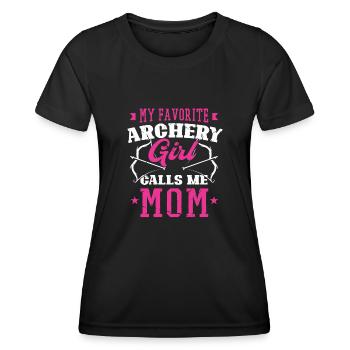 Arc de tir à l’arc - T-shirt sport Femme - noir - Devant - AI Model Female 172 light (172cm)