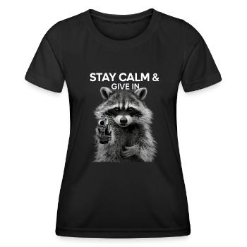 Mème raton laveur - T-shirt sport Femme - noir - Devant - AI Model Female 172 light (172cm)