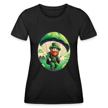 Parapente Trèfle de la Saint-Patrick - T-shirt sport Femme - noir - Devant - AI Model Female 172 light (172cm)