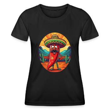 5 de Mayo Party Drinko de Mayo Chili Sombrero - Women's Functional T-Shirt - black - Front - AI Model Female 172 light (172cm)