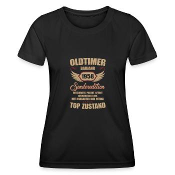 66. Geburtstag 66 Jahre Oldtimer Geschenk 1958 - Frauen Funktions-T-Shirt - Schwarz - Vorne - AI Model Female 172 light (172cm)