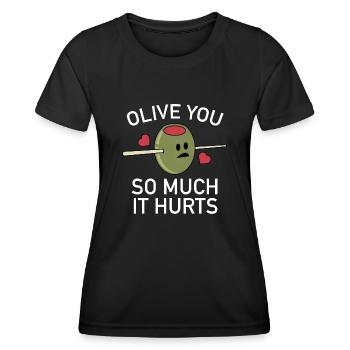 Olive Tu as tellement mal - T-shirt sport Femme - noir - Devant - AI Model Female 172 light (172cm)