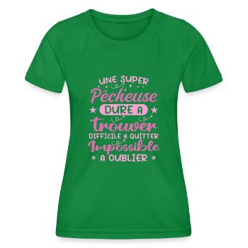 Une Super Pêcheuse - Cadeau pecheuse - T-shirt sport Femme - vert - Devant - AI Model Female 172 dark (172cm)