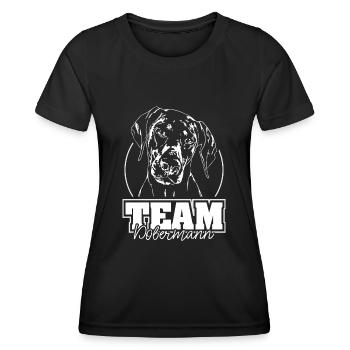 TEAM DOBERMANN Dobie Hundesport Hunde IGP Wilsigns - Frauen Funktions-T-Shirt - Schwarz - Vorne - AI Model Female 172 light (172cm)
