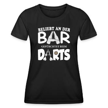 Beliebt an der Bar, gefürchtet beim Darts - Frauen Funktions-T-Shirt - Schwarz - Vorne - AI Model Female 172 light (172cm)
