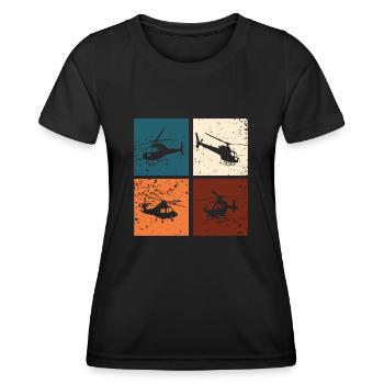 Helikopter Retro Hubschrauber Geschenkidee - Frauen Funktions-T-Shirt - Schwarz - Vorne - AI Model Female 172 light (172cm)