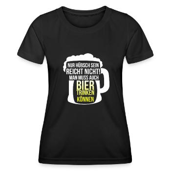 Bier Trinken Können ! Spruch Sprüche Humor - Frauen Funktions-T-Shirt - Schwarz - Vorne - AI Model Female 172 light (172cm)