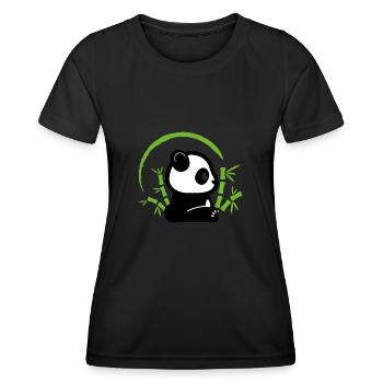 Panda Bambus - Frauen Funktions-T-Shirt - Schwarz - Vorne - AI Model Female 172 light (172cm)
