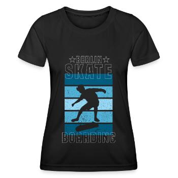 Skateboard Skateboardfahrer Berlin Skaten - Frauen Funktions-T-Shirt - Schwarz - Vorne - AI Model Female 172 light (172cm)