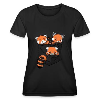Roter Panda Tierliebhaber Kleiner Panda Roter Bär - Frauen Funktions-T-Shirt - Schwarz - Vorne - AI Model Female 172 light (172cm)