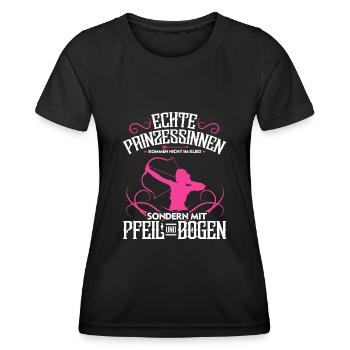 Echte Prinzessinen Kommen Mit Pfeil Und Bogen - Frauen Funktions-T-Shirt - Schwarz - Vorne - AI Model Female 172 light (172cm)