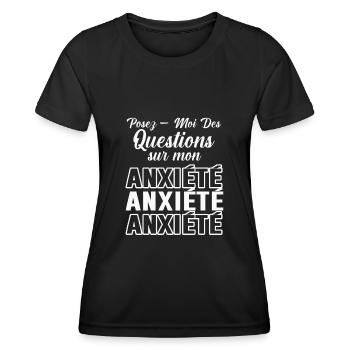 POSEZ MOI DES QUESTIONS SUR MON ANXIÉTÉ 2 - T-shirt sport Femme - noir - Devant - AI Model Female 172 light (172cm)