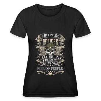 Cop Tatort Dieb Uniform - Frauen Funktions-T-Shirt - Schwarz - Vorne - AI Model Female 172 light (172cm)