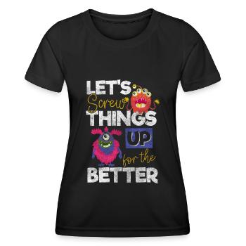 Les monstres effraient terriblement mignons - T-shirt sport Femme - noir - Devant - AI Model Female 172 light (172cm)