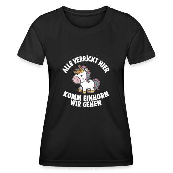 Einhorn Einhörner Fabelwesen Mystisch - Frauen Funktions-T-Shirt - Schwarz - Vorne - AI Model Female 172 light (172cm)