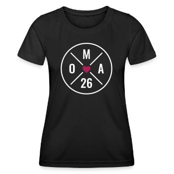 Oma 26 - Herz - Baby Ankündigung - Oma 2026 - Frauen Funktions-T-Shirt - Schwarz - Vorne - AI Model Female 172 light (172cm)