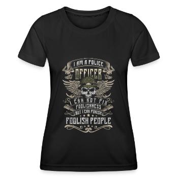 Polizistin Blaulicht Dieb - Frauen Funktions-T-Shirt - Schwarz - Vorne - AI Model Female 172 light (172cm)