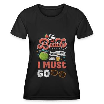 Urlaub Wellen Brise Natur - Frauen Funktions-T-Shirt - Schwarz - Vorne - AI Model Female 172 light (172cm)