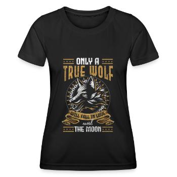 Wölfe Rudel Mond Natur - Frauen Funktions-T-Shirt - Schwarz - Vorne - AI Model Female 172 light (172cm)