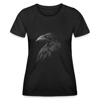 Mystical Black Raven Crow Illustration - Women's Functional T-Shirt - black - Front - AI Model Female 172 light (172cm)