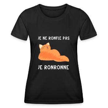 je ronronne, drôle de chat - T-shirt sport Femme - noir - Devant - AI Model Female 172 light (172cm)