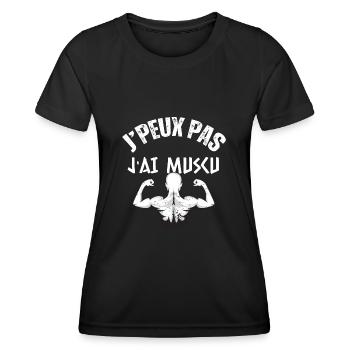 I Can't I Have Muscu Gym Humor - Frauen Funktions-T-Shirt - Schwarz - Vorne - AI Model Female 172 light (172cm)
