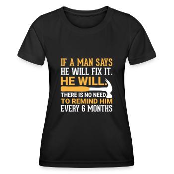 Lustiger Männer ehe spruch. selbstironie sarkasmus - Frauen Funktions-T-Shirt - Schwarz - Vorne - AI Model Female 172 light (172cm)