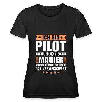 Ich bin Pilot und kein Magier - Frauen Funktions-T-Shirt - Schwarz - Vorne - AI Model Female 172 light (172cm)
