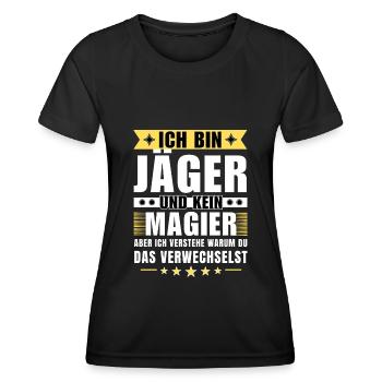 Ich bin Jäger und kein Magier - Frauen Funktions-T-Shirt - Schwarz - Vorne - AI Model Female 172 light (172cm)