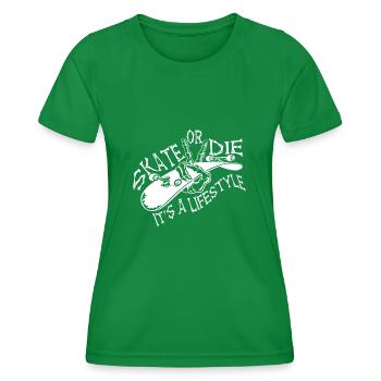 skate or die Skateboard Fans - Frauen Funktions-T-Shirt - Kelly Green - Vorne - AI Model Female 172 dark (172cm)