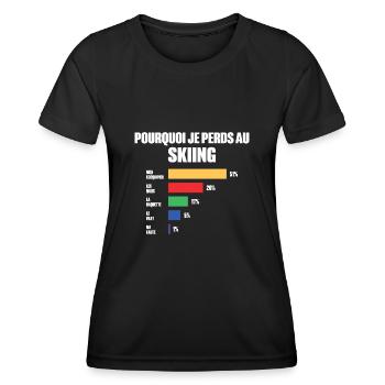 Maillot Skiing Perdant Humour Joueur De Skiing - T-shirt sport Femme - noir - Devant - AI Model Female 172 light (172cm)