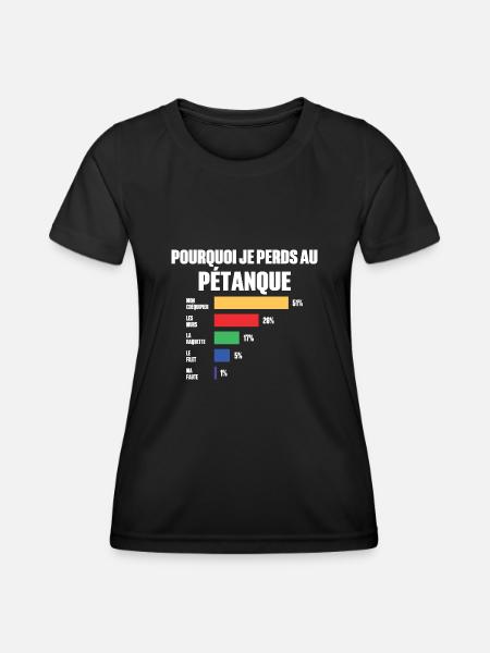 Pétanque-Trikot Ich kann kein Pétanque haben - Frauen Funktions-T-Shirt - Schwarz