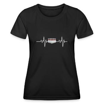 Bowling Pins Bowler Geschenk Herzschlag Bowling - Frauen Funktions-T-Shirt - Schwarz - Vorne - AI Model Female 172 light (172cm)