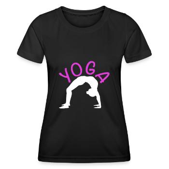 Exercice de yoga pour une séance d’entraînement - T-shirt sport Femme - noir - Devant - AI Model Female 172 light (172cm)