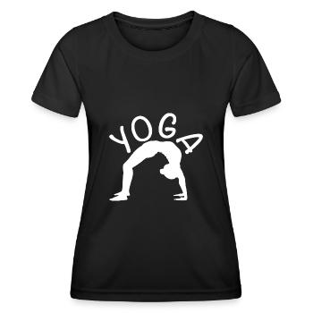 Exercice de yoga pour une séance d’entraînement - T-shirt sport Femme - noir - Devant - AI Model Female 172 light (172cm)